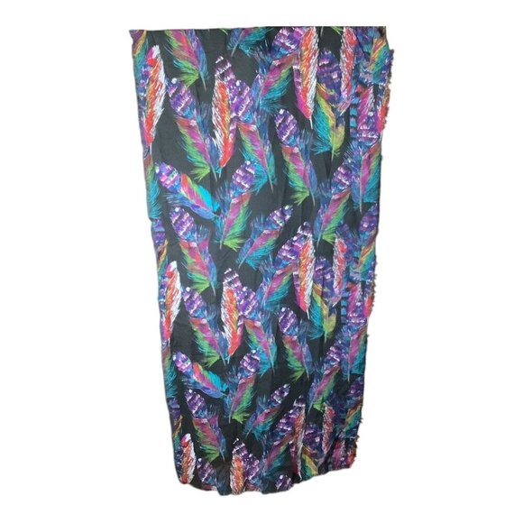 Bright Feather Print Womens Lightweight Scarf Multicolor 72"x30" Wrap Shawl - Picture 10 of 11